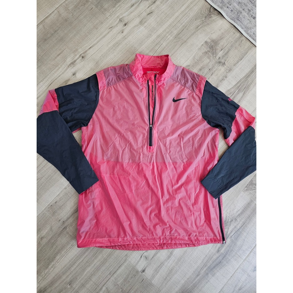 Nike Golf Hyperadapt Wind Jacket Mens XL Pink Red Grey Blue Half Zip Pullover